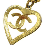 Chanel CC Heart Pendant Necklace Metal - image 3