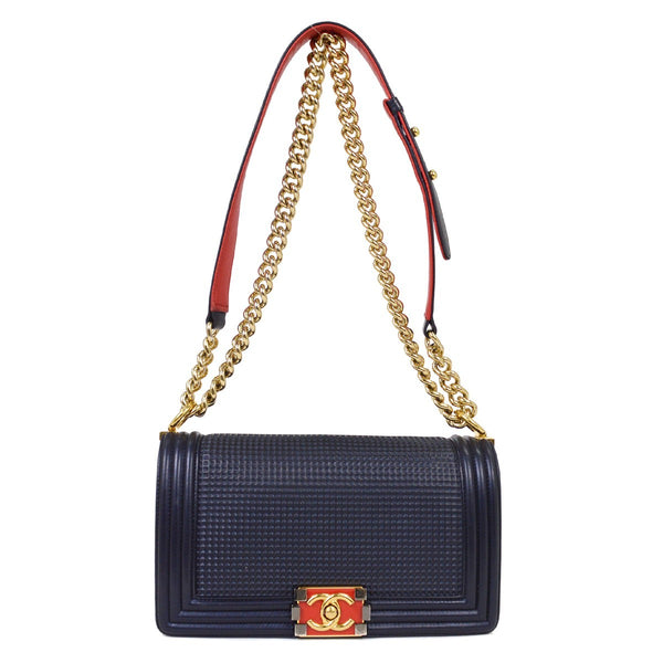 Chanel Boy Flap Bag Cube Embossed Lambskin New Medium - image 1