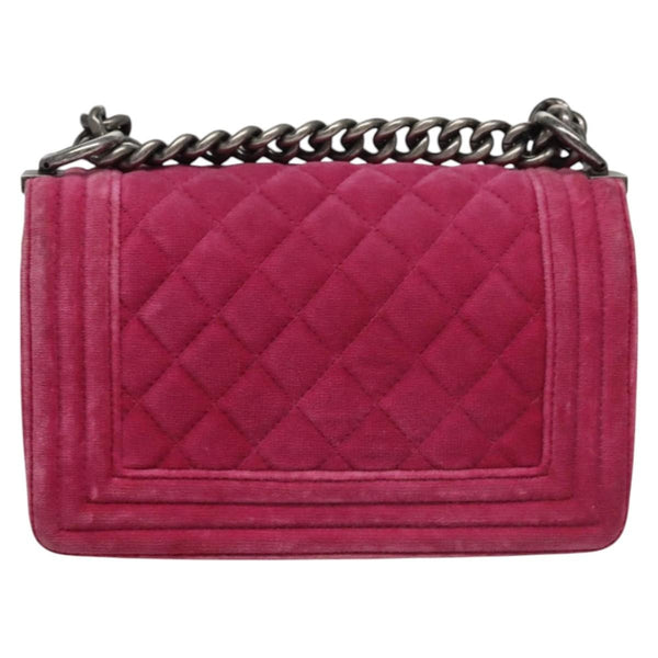 Chanel Boy Flap Bag Quilted Velvet Old Medium