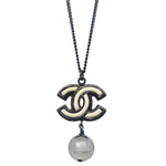 Chanel CC Pearl Drop Necklace Metal with Pearls - image 2