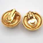 Chanel Vintage Round Clip-On Earrings Metal with Faux Pearl - image 2
