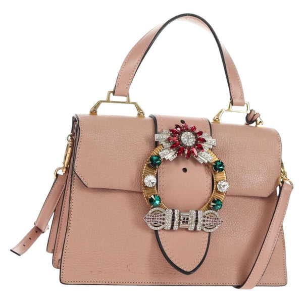 Miu Miu Madras Crystal Buckle Shoulder Bag Leather Small - image 1