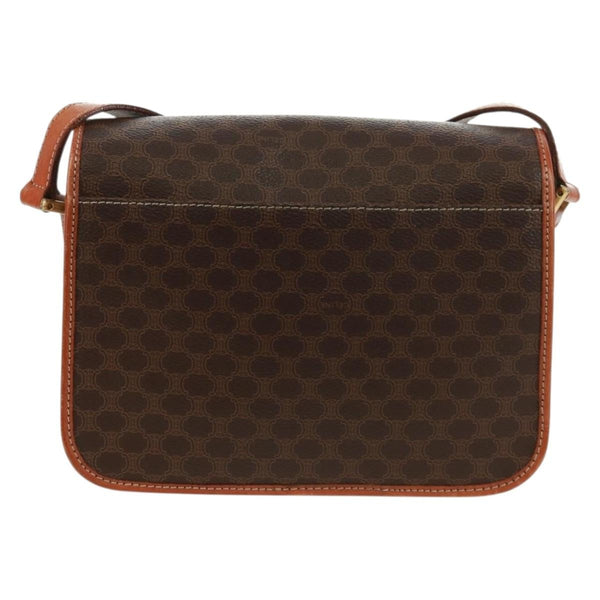 Celine Vintage Macadam Circle Logo Shoulder Bag Canvas and Leather
