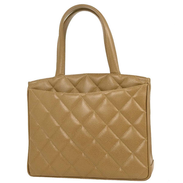 Chanel Vintage CC Lock Pocket Tote Quilted Caviar Small