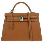 Hermes Kelly Handbag Brown Togo with Palladium Hardware 32 - image 1