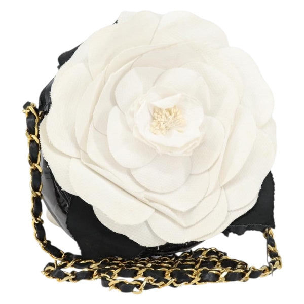 Chanel Vintage Camellia Round Evening Bag Lambskin and Satin - image 1