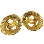 Chanel Vintage CC Round Cutout Clip-On Earrings Metal - image 3