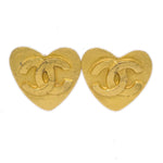 Chanel Vintage CC Heart Clip-On Earrings Metal Small - image 1