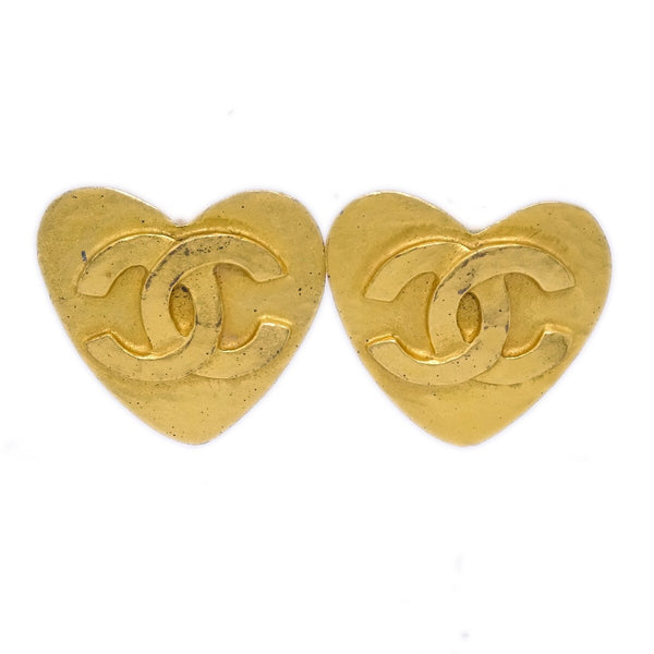 Chanel Vintage CC Heart Clip-On Earrings Metal Small - image 1