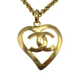 Chanel CC Heart Pendant Necklace Metal - image 2