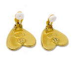 Chanel Vintage CC Heart Clip-On Earrings Metal Small - image 2