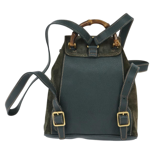 Gucci Vintage Bamboo Backpack Suede Small