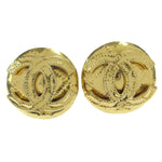 Chanel Vintage CC Round Clip-On Earrings Metal Small - image 1