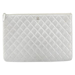 Chanel O Case Clutch Quilted Perforated Lambskin Medium - image 1