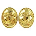 Chanel Vintage CC Button ovales Clip-On Earrings Gold-plated - image 1
