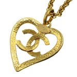Chanel CC Heart Pendant Necklace Metal - image 4