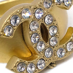 Chanel Logo Bangle with Chain Attached CC Ring Metal with Crystal - image 2