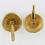 Chanel Vintage Logo Round Cufflinks Plated Gold - image 3