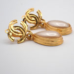 Chanel CC Teardrop Earrings Metal with Faux Pearl - image 4