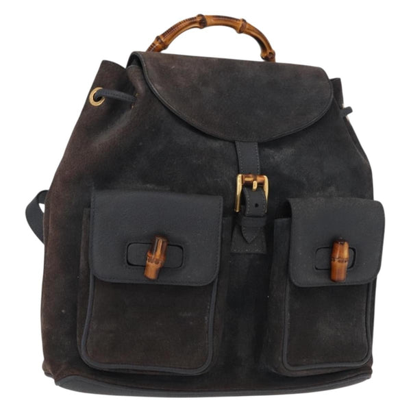 Gucci Vintage Bamboo Backpack Suede Medium - image 1