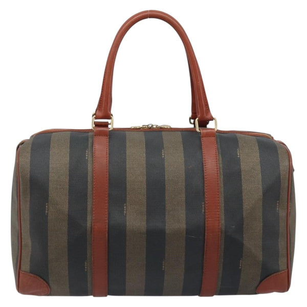 Fendi Vintage Pequin Boston Bag Coated Canvas Medium