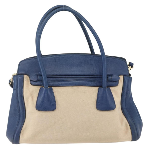 Prada Cuir Frame Convertible Tote Canvas and Saffiano Leather Small