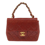 Chanel Vintage Square Chain Handle Flap Bag Quilted Lambskin Mini - image 1
