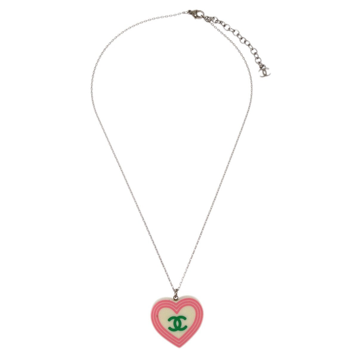 Chanel CC Heart Pendant Necklace Metal and Enamel - image 1