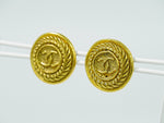 Chanel Vintage CC Logo Round Clip on Earrings Textured Metal - image 3