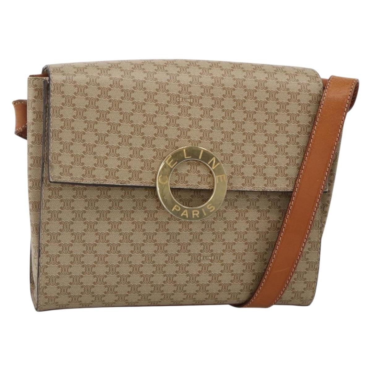 Celine Vintage Macadam Circle Logo Shoulder Bag Canvas and Leather - image 1