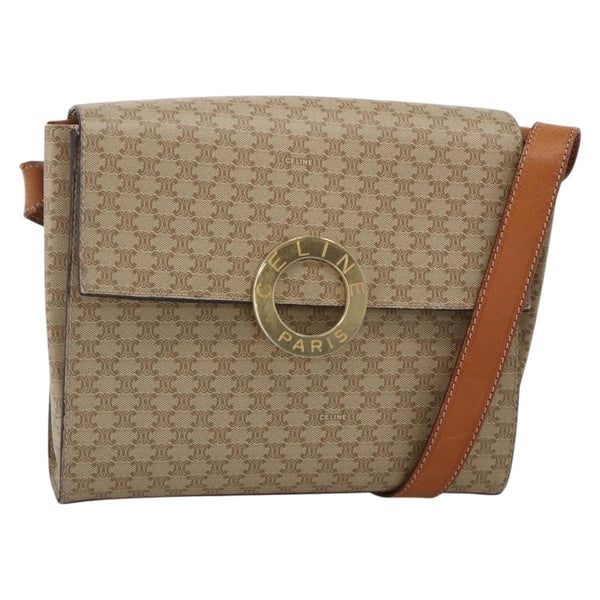 Celine Vintage Macadam Circle Logo Shoulder Bag Canvas and Leather - image 1