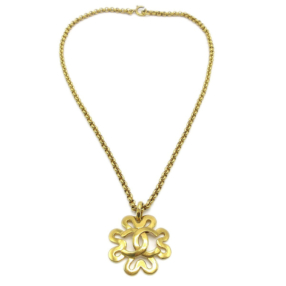 Chanel CC Flower Pendant Necklace Metal - image 1