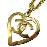 Chanel CC Heart Pendant Necklace Metal - image 2