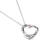 Tiffany & Co. Elsa Peretti Open Heart Pendant Necklace Sterling Silver with Pink Sapphire 16mm - image 1