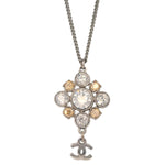 Chanel CC Cluster Drop Pendant Necklace Metal with Crystals - image 2
