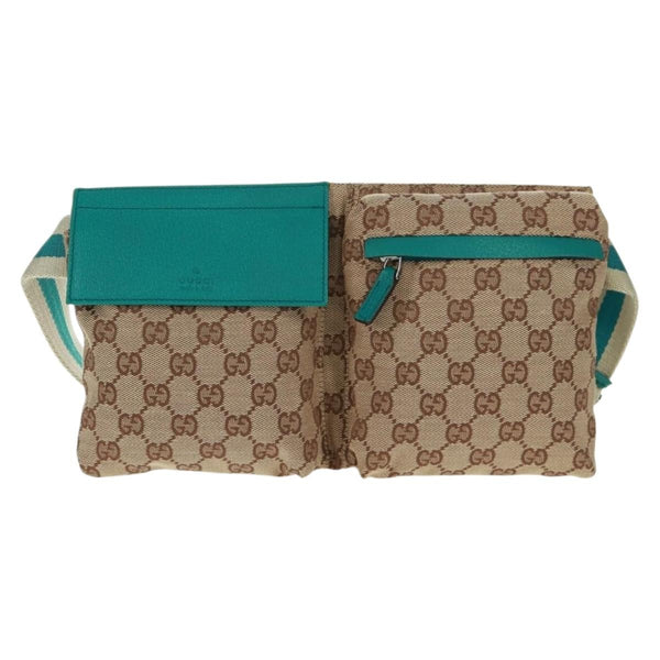 Gucci Vintage Double Belt Bag GG Canvas with Leather Small - image 1