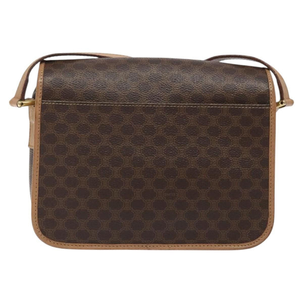 Celine Vintage Macadam Circle Logo Shoulder Bag Canvas and Leather