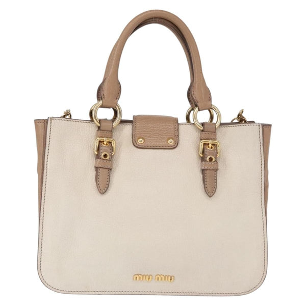 Miu Miu Madras Convertible Lock Tote Leather Medium