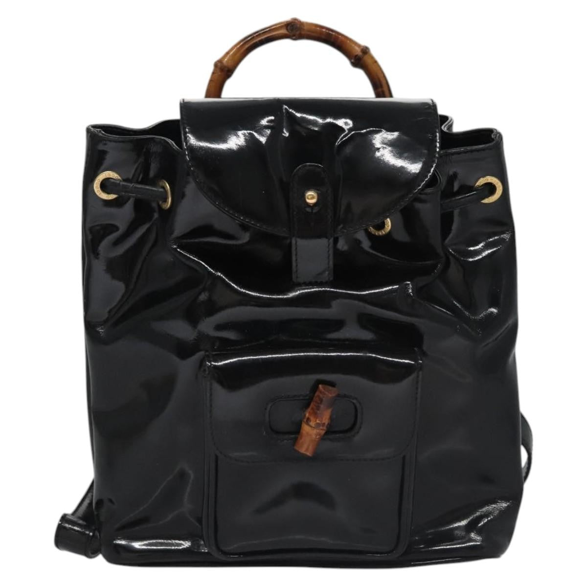 Gucci Vintage Bamboo Backpack Patent Mini - image 1