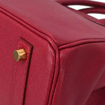 Hermes Birkin Handbag Red Courchevel with Gold Hardware 30 - image 9