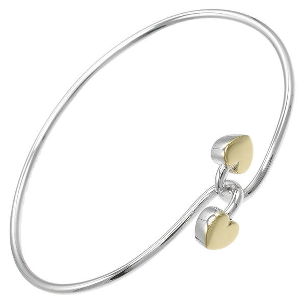 Tiffany & Co. Double Heart Lock Bangle Bracelet Sterling Silver with 18K Yellow Gold - image 1