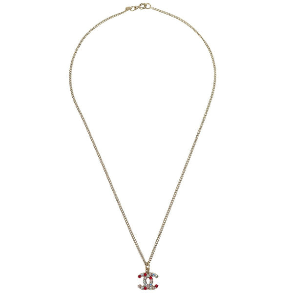 Chanel CC Pendant Necklace Multicolor Crystal Embellished Metal - image 1