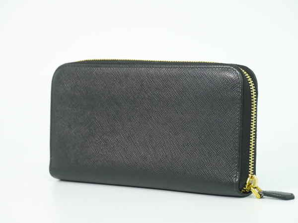 Prada Zip Around Tab Wallet Saffiano Leather Long
