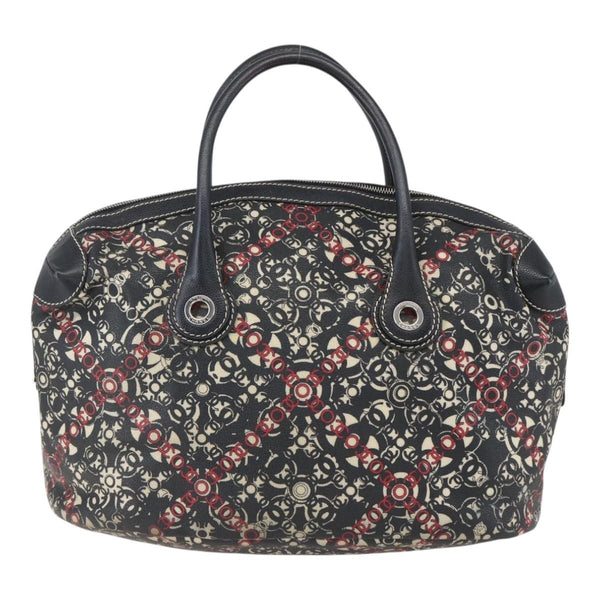 Chanel Optic Coco Bowler Bag Printed Coated Canvas with Caviar Medium