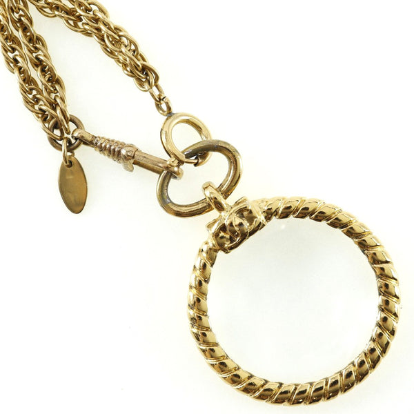 Chanel Vintage Double CC Pendant Necklace Metal