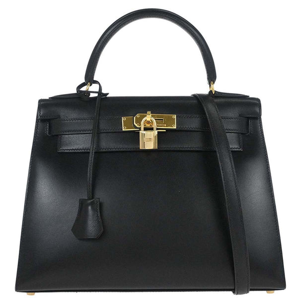 Hermes Kelly Handbag Black Box Calf with Gold Hardware 28 - image 1