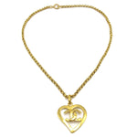 Chanel CC Heart Pendant Necklace Metal - image 1