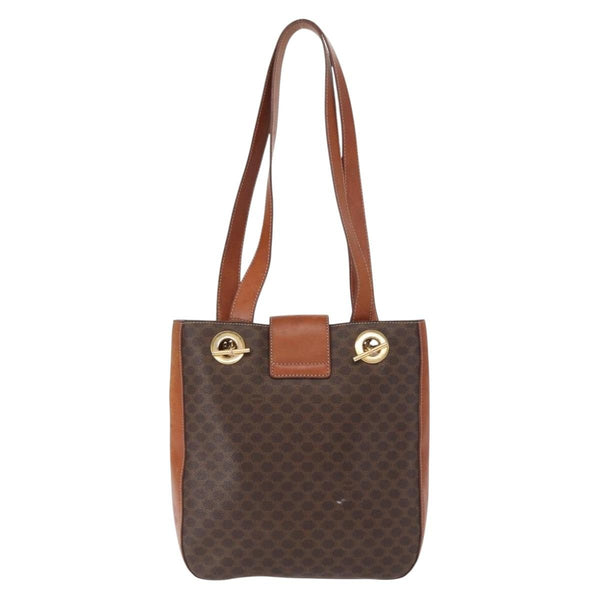 Celine Vintage Macadam Shoulder Bag Canvas and Leather