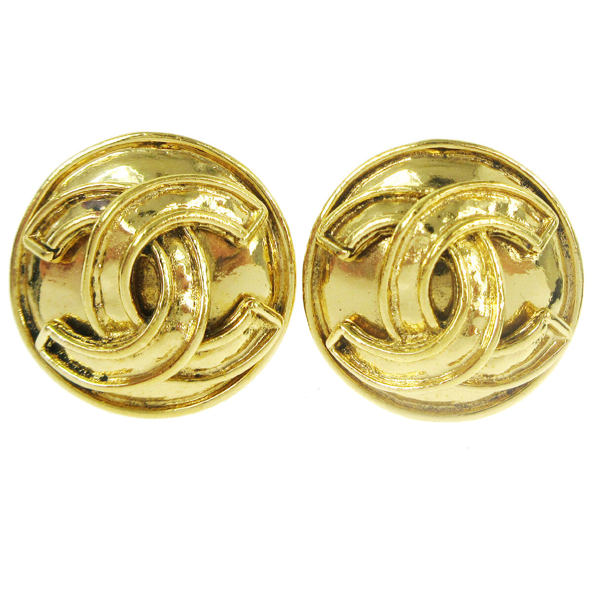 Chanel CC Button Clip-On Earrings Metal - image 1