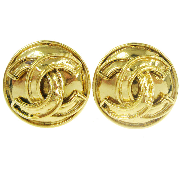 Chanel CC Button Clip-On Earrings Metal - image 1